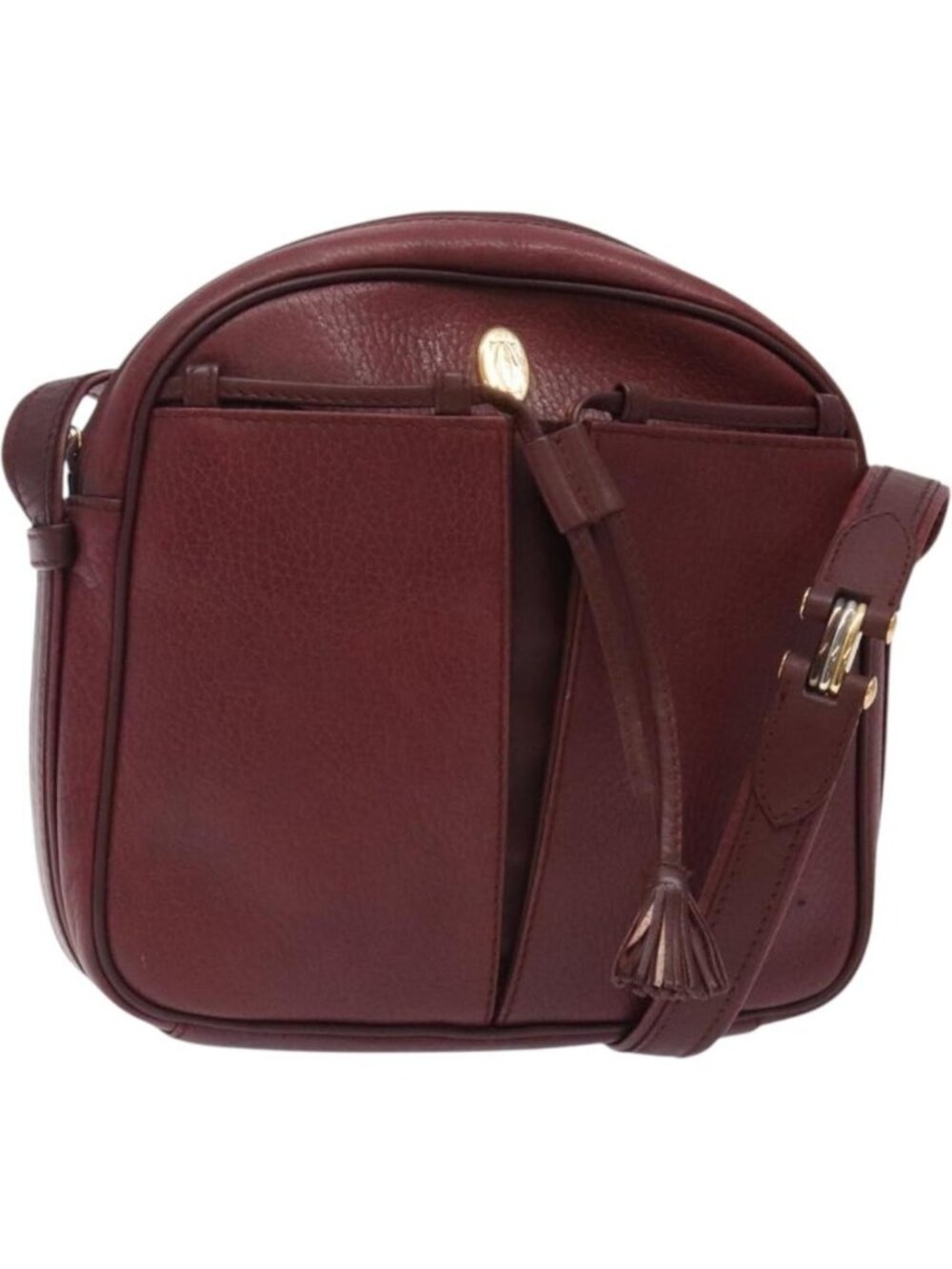 CARTIER Shoulder Bag Leather Bordeaux Gold